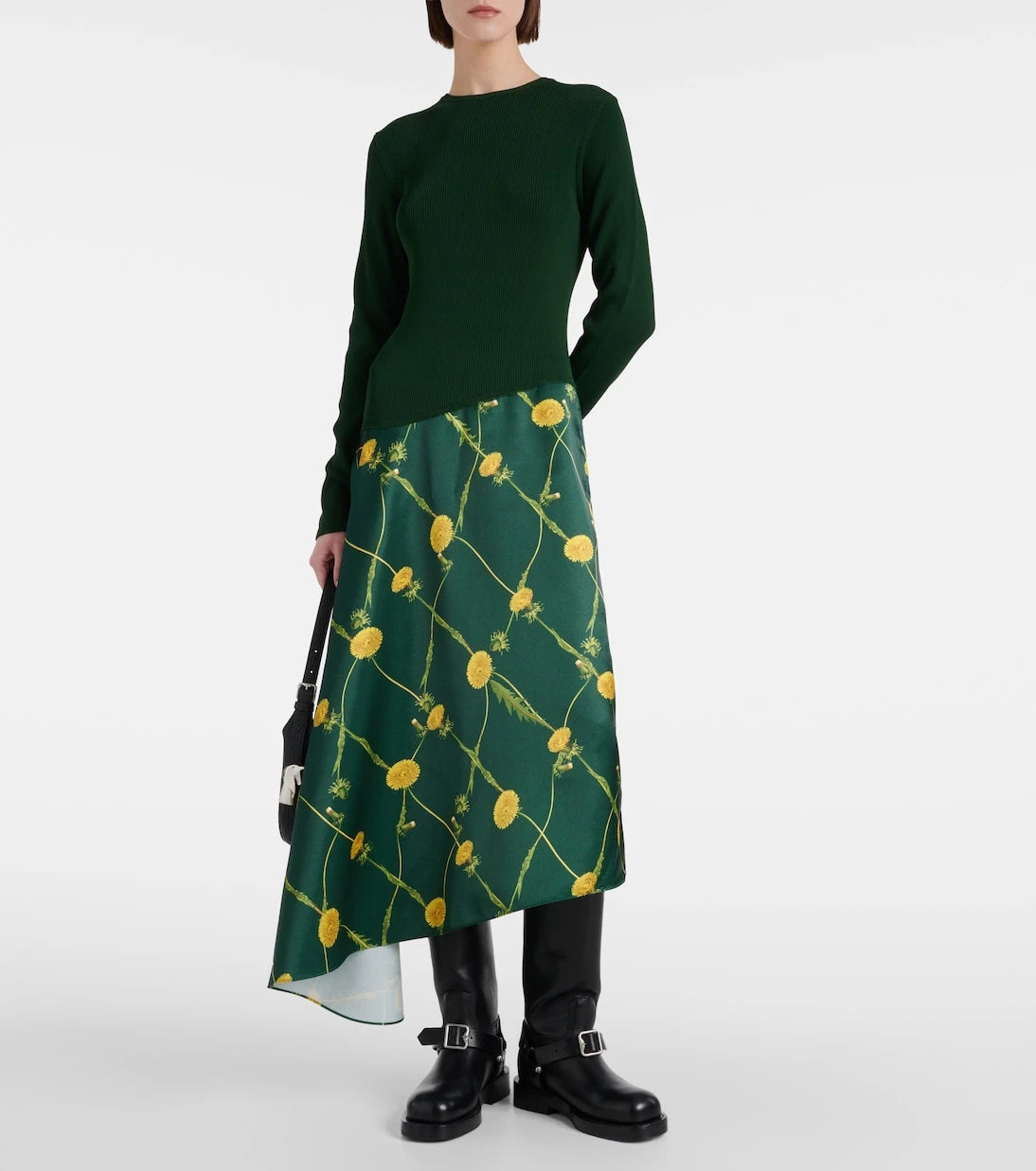 Burberry - فستان ميدي من الجيرسيه والساتان المطبوع