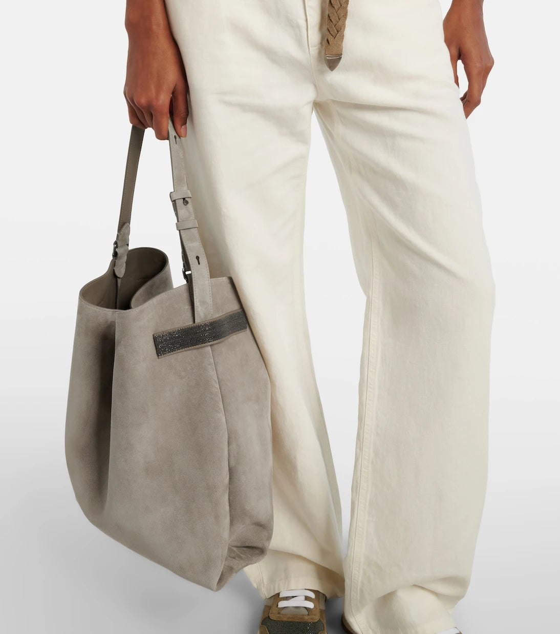Brunello Cucinelli - Essence Monili Large suede tote bag