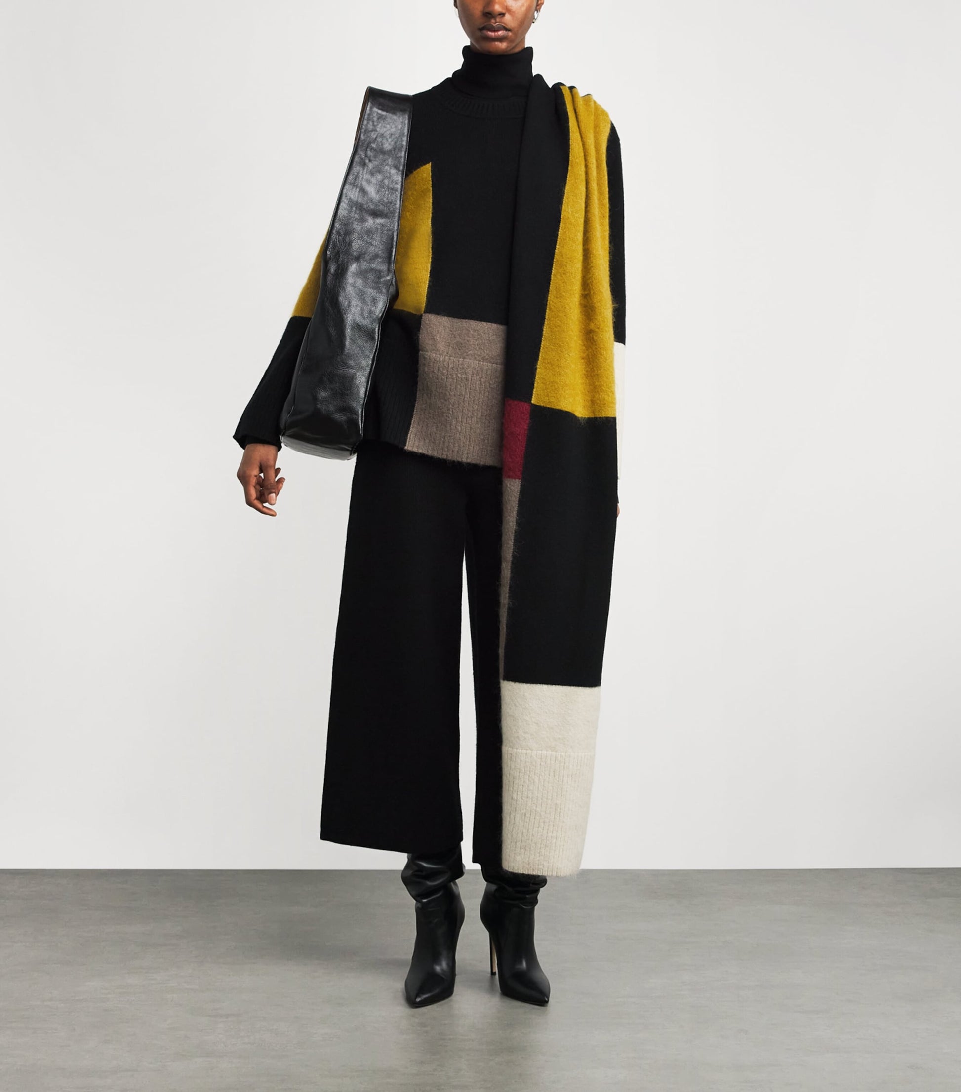 Joseph Silver Wool-Blend Overlay Scarf