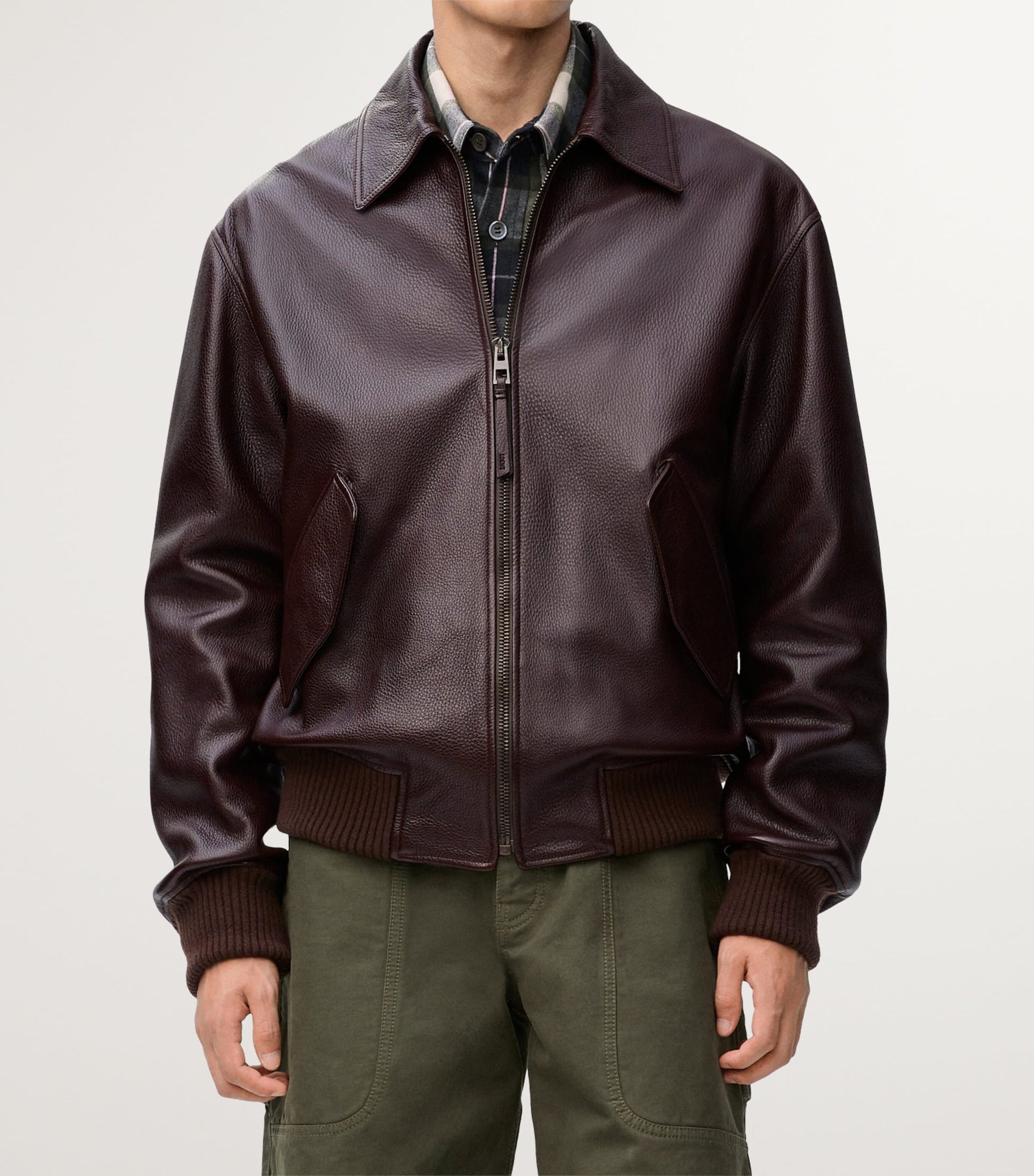 Burgundy Leather Aviator Jacket