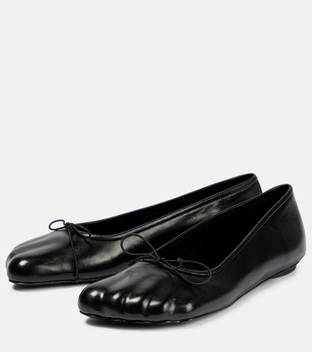 Balenciaga - Bow-detail leather ballet flats
