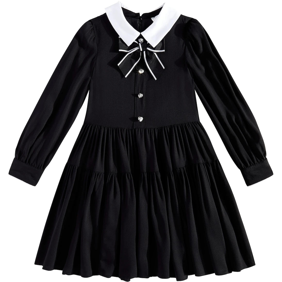 Monnalisa - Twill bow-detail embellished dress
