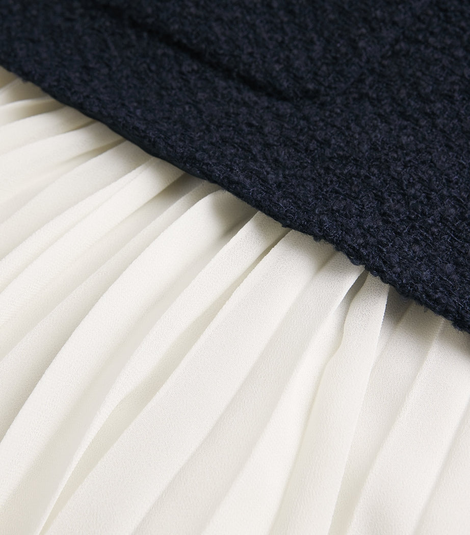 Self-Portrait Blue Bouclé-Chiffon Mini Dress