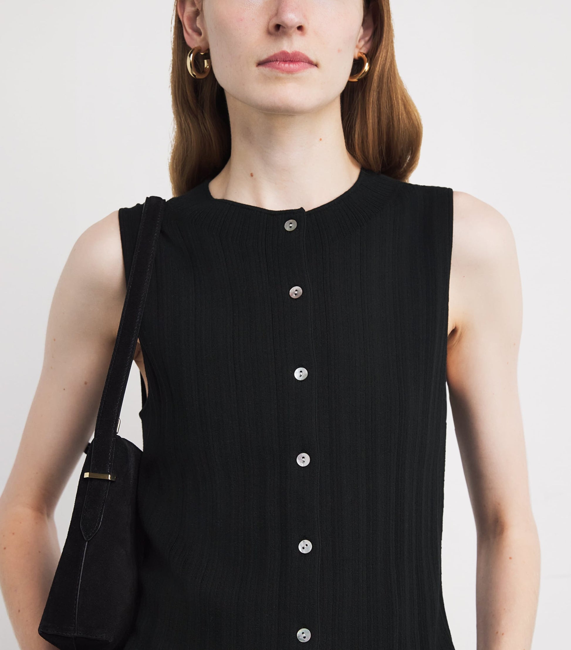 Vince Black Sleeveless Button-Up Top