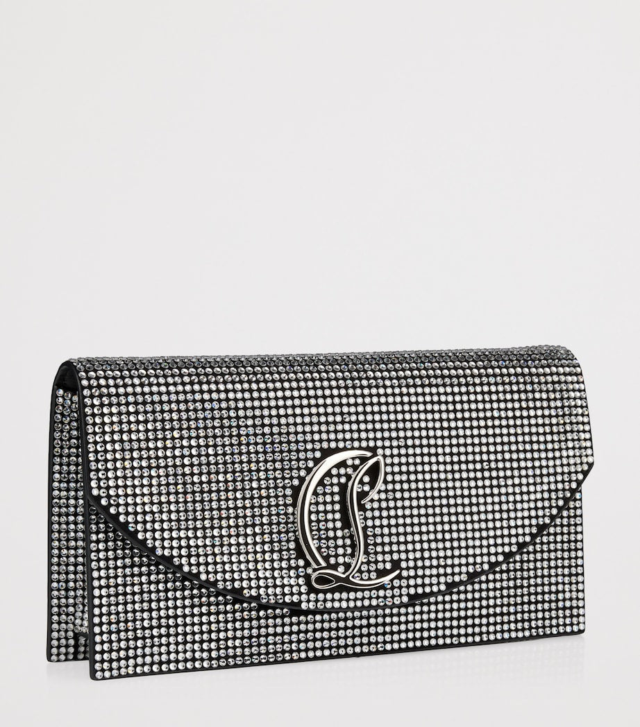 Christian Louboutin Black Loubi54 Leather Rhinestone Clutch Bag
