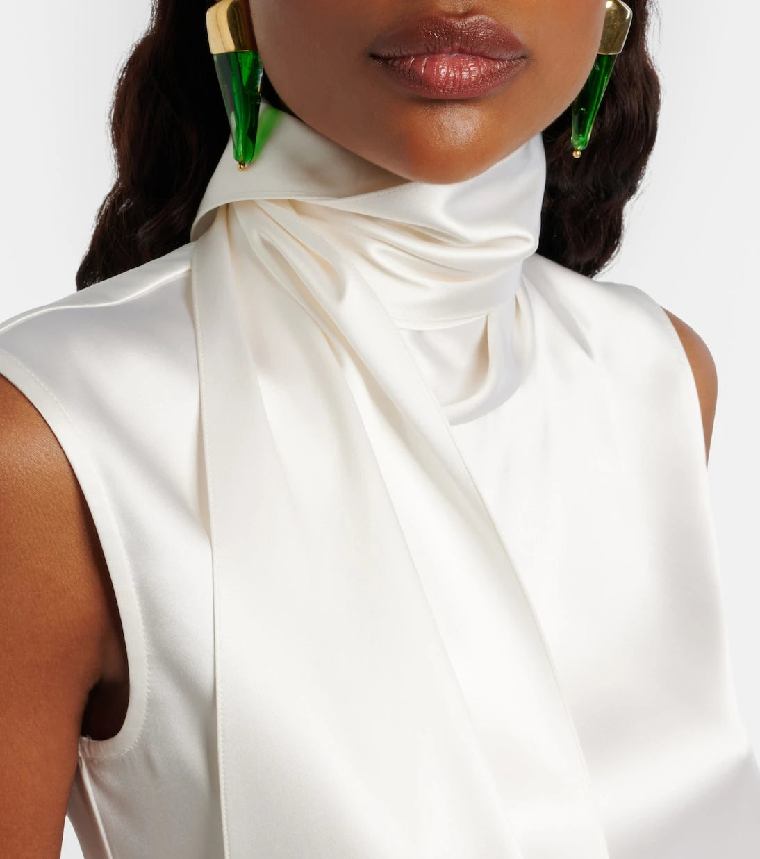 Bottega Veneta - Scarf-detail silk-blend satin top