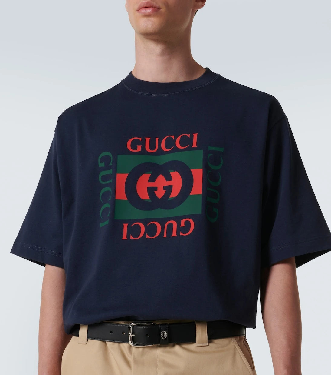 Gucci - تي شيرت جيرسيه قطني بشعار العلامة
