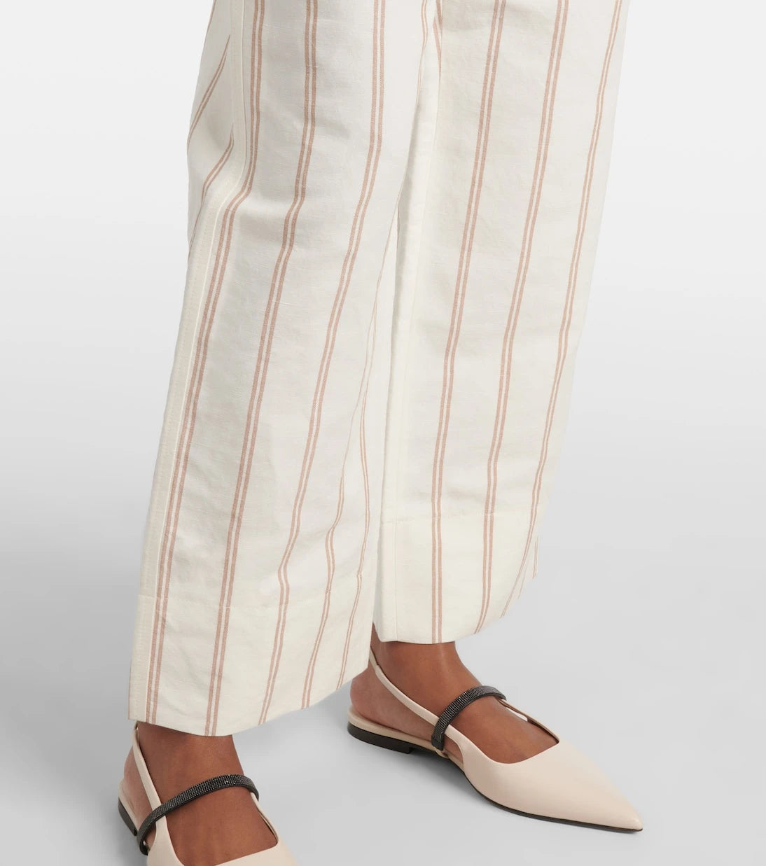 Brunello Cucinelli - Monili striped linen and cotton chinos