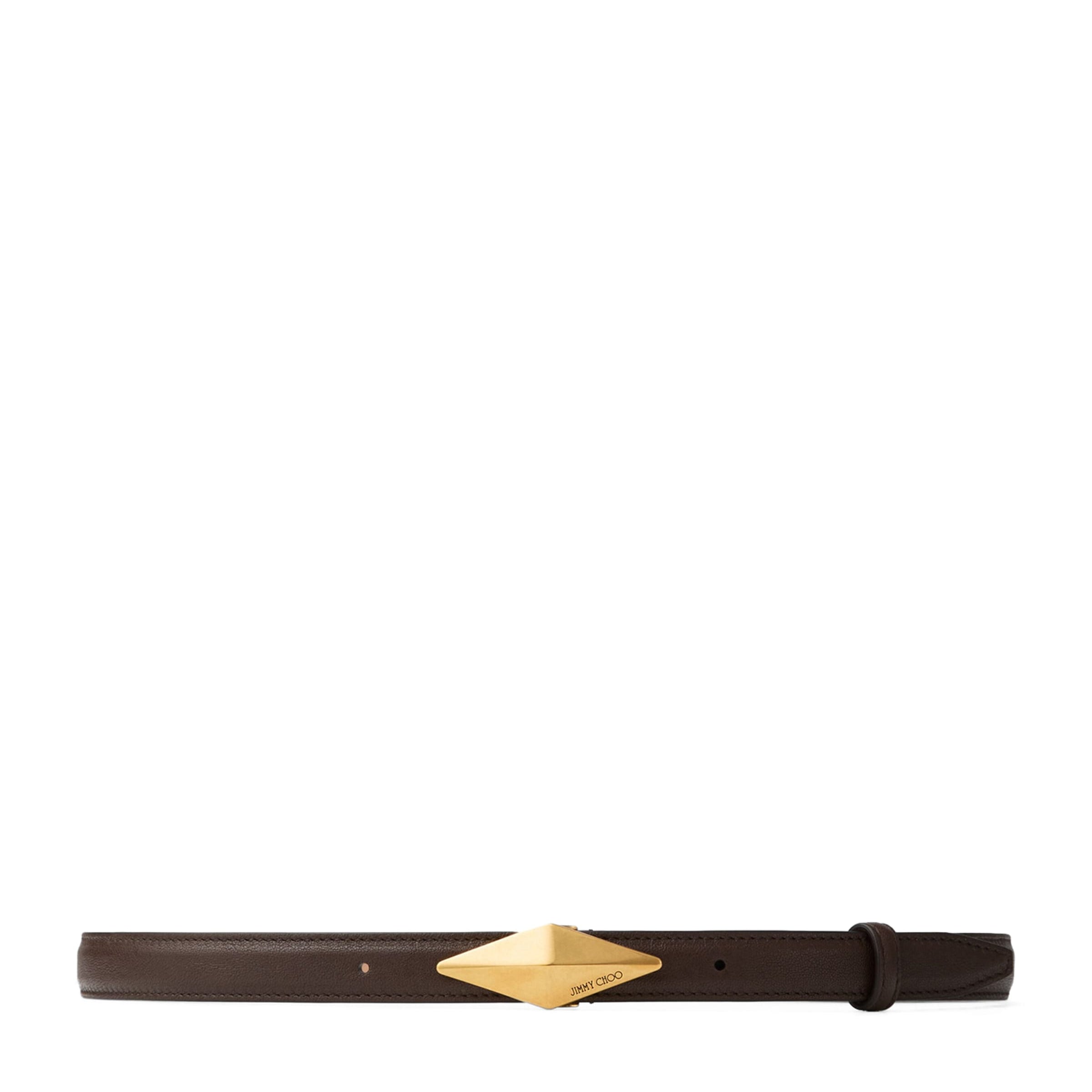 Brown Leather Diamond Clasp Belt
