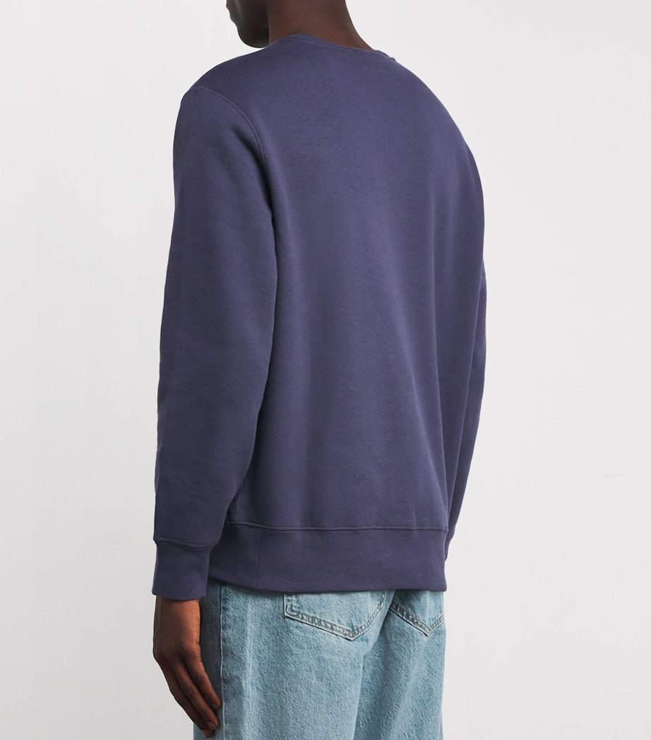 Blue Cotton-Blend Heritage Polo Bear Sweatshirt