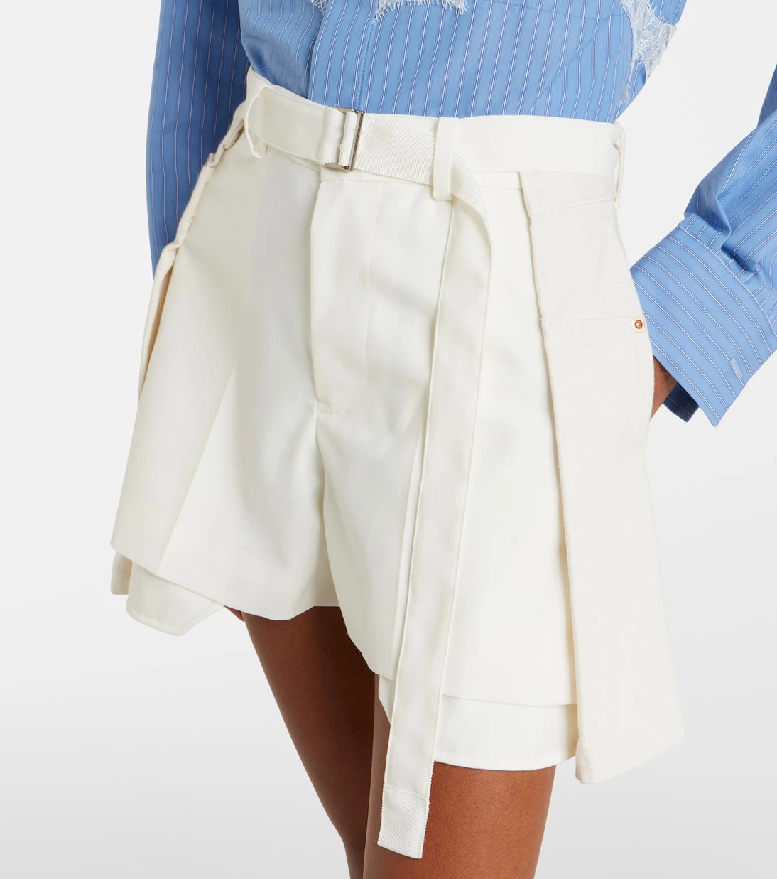 Sacai - Paneled denim shorts
