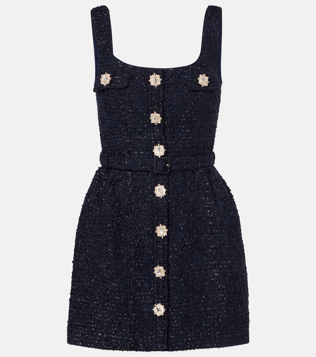 Self-Portrait - Belted bouclé minidress