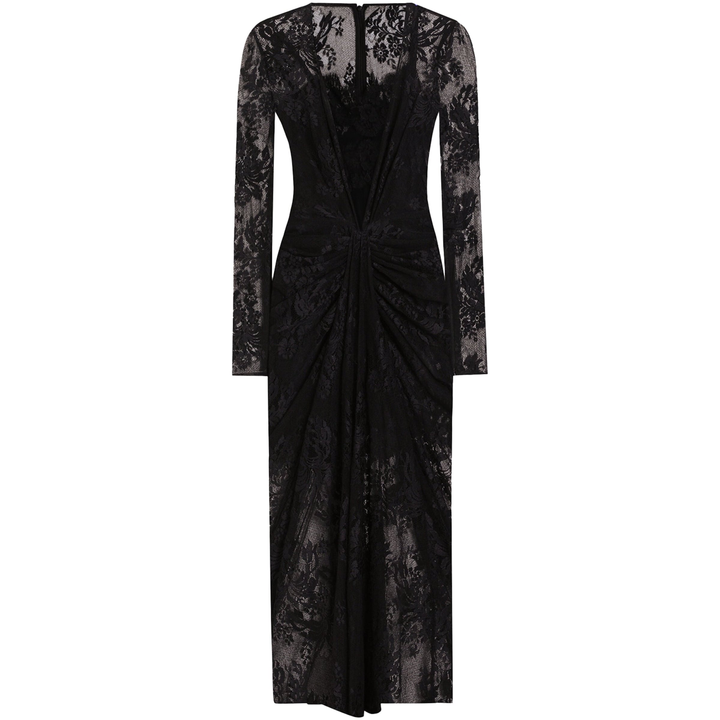 Dolce & Gabbana Multi Lace Gathered Midi Dress