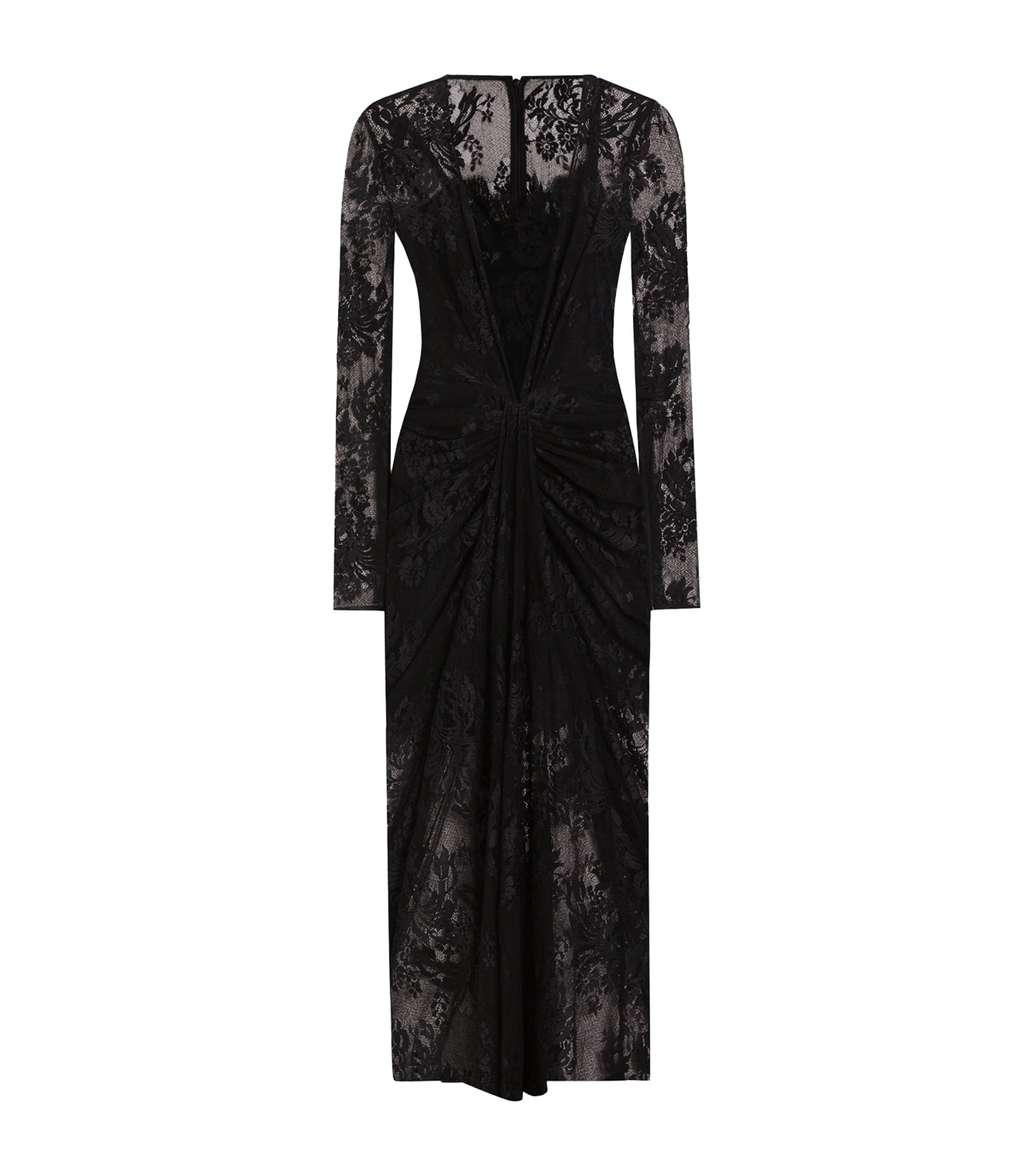 Dolce & Gabbana Multi Lace Gathered Midi Dress