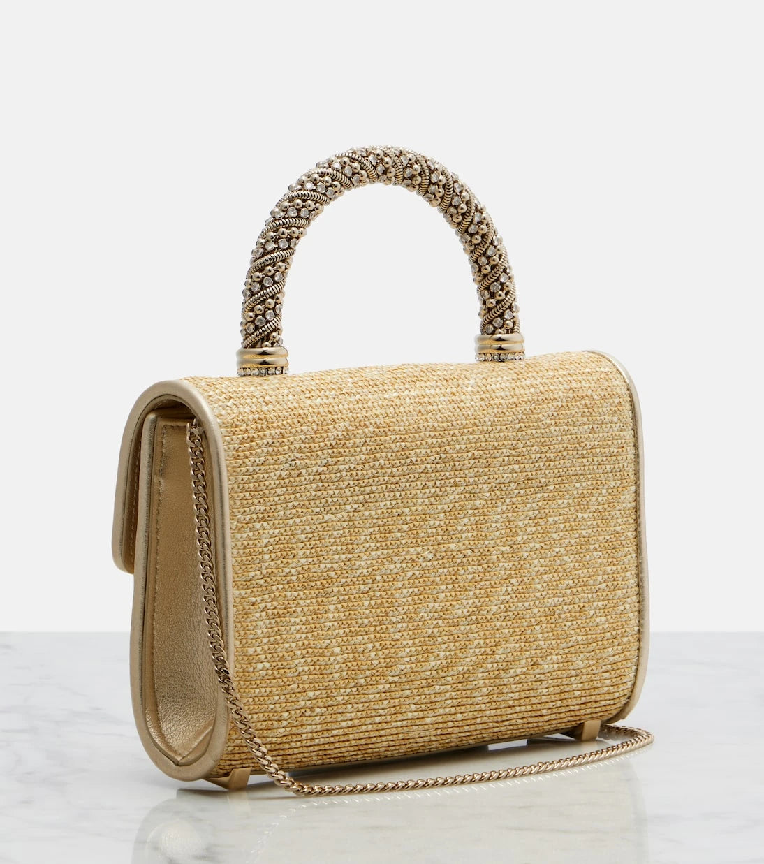 Roger Vivier - Jewel Efflorescence Mini straw tote bag