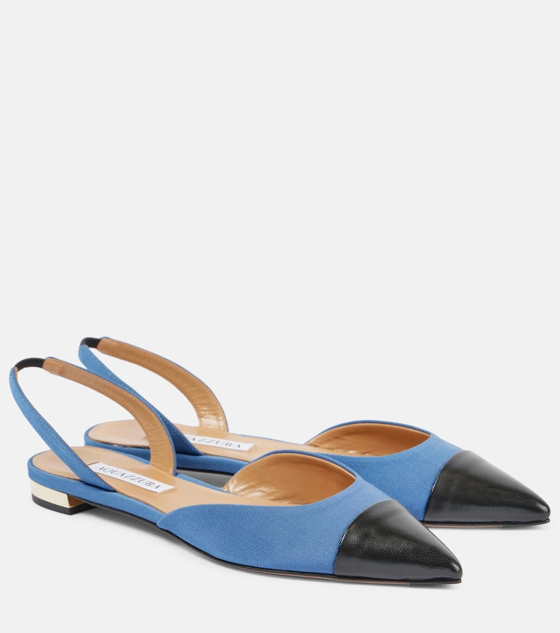 Aquazzura - Milanese leather-trimmed slingback flats