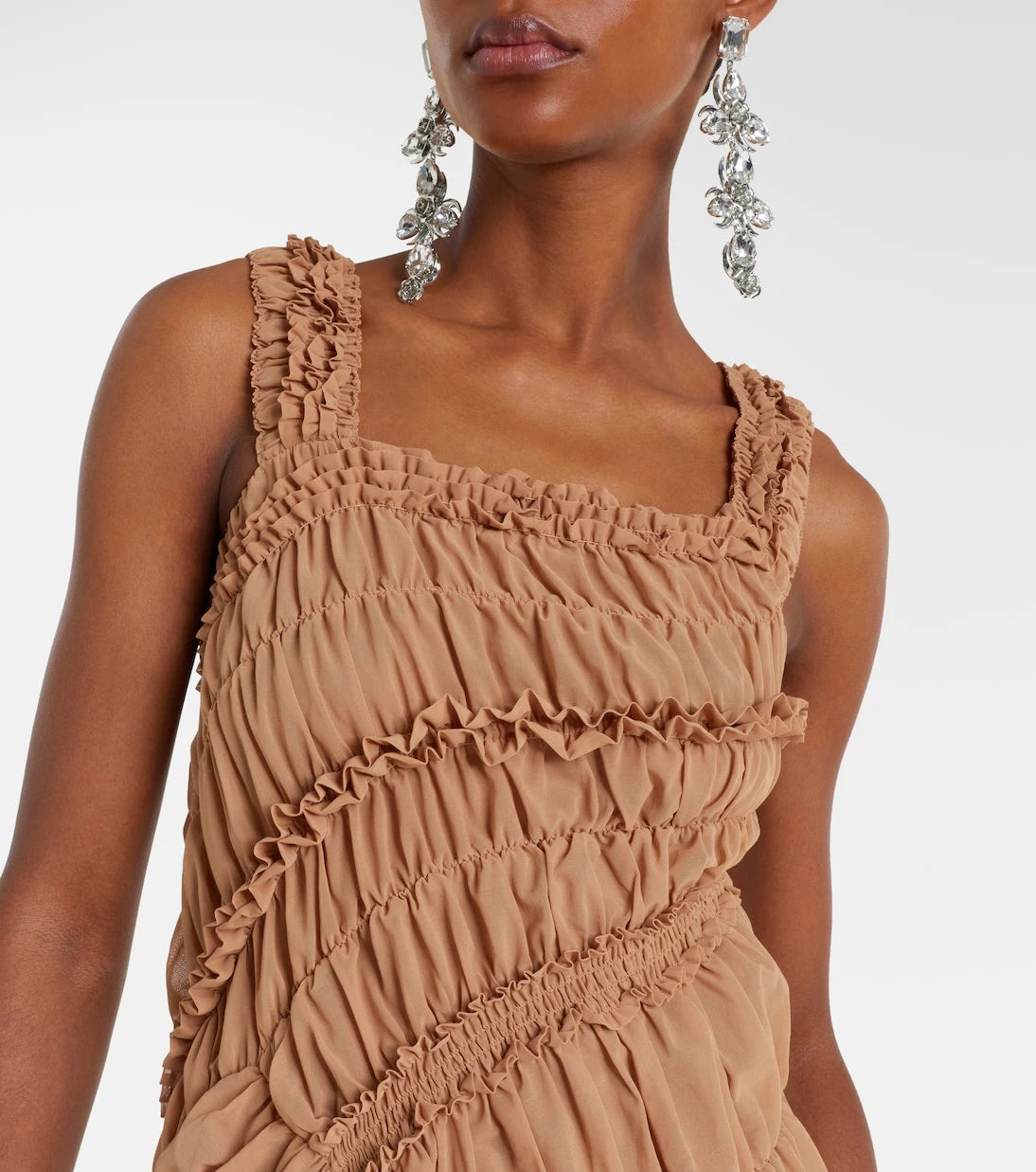 Magda Butrym - Ruched ruffled cotton midi dress