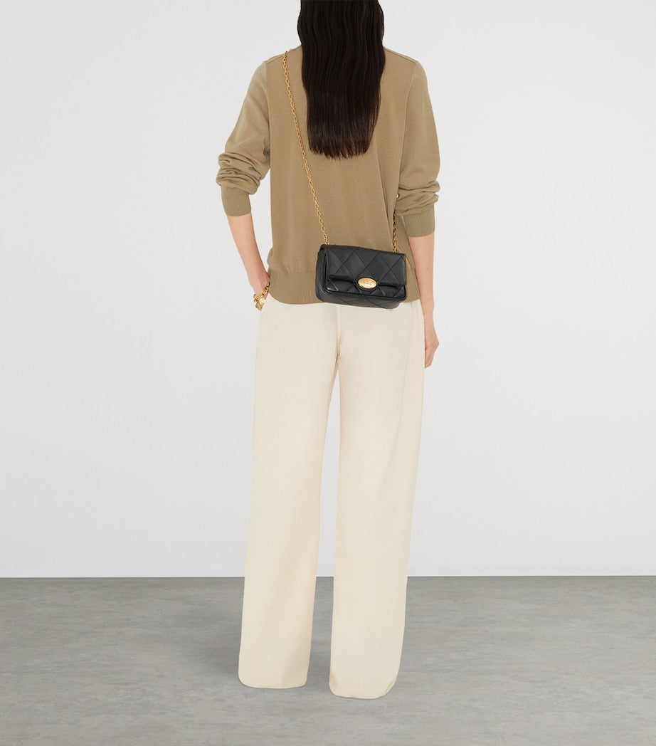 Black Leather Quilted EKD Clutch Bag