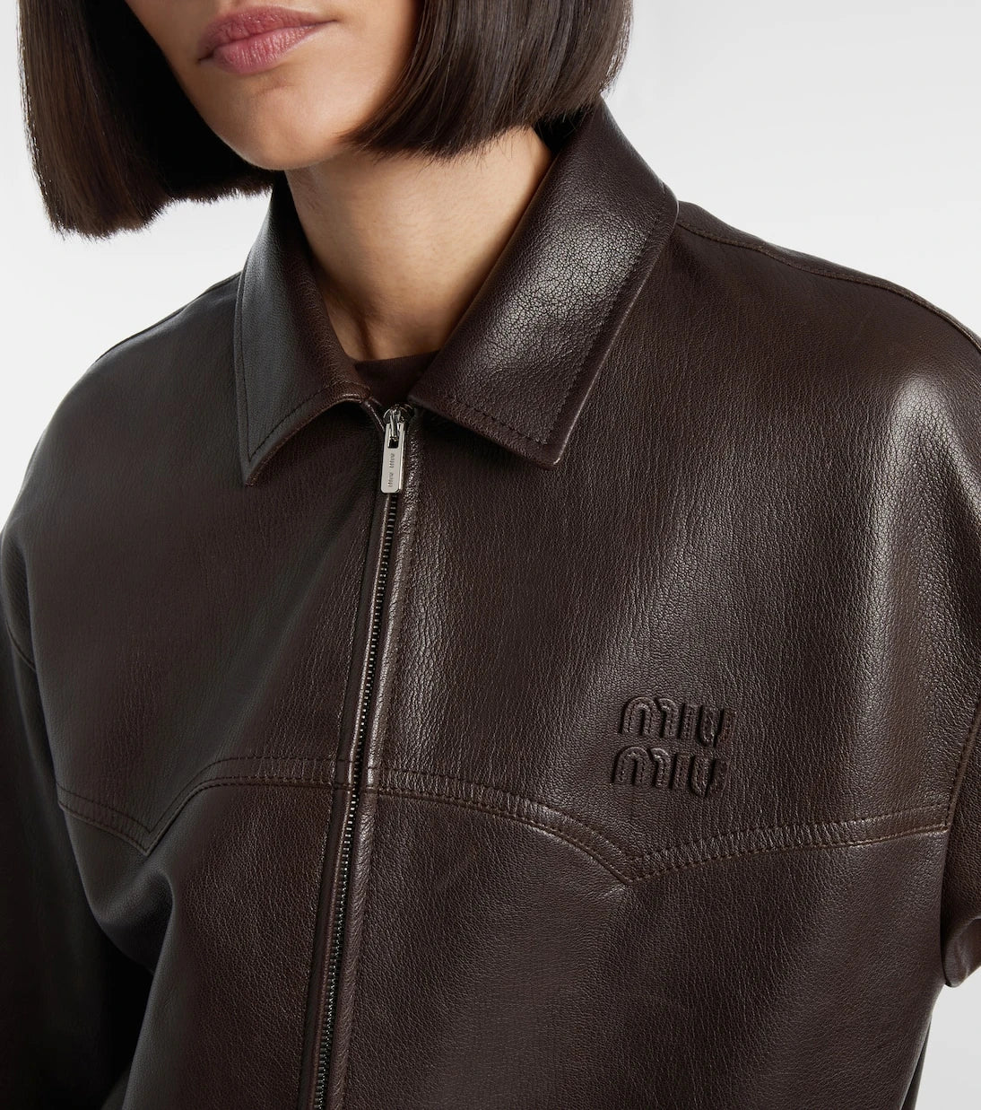 Miu Miu - Leather blouson jacket
