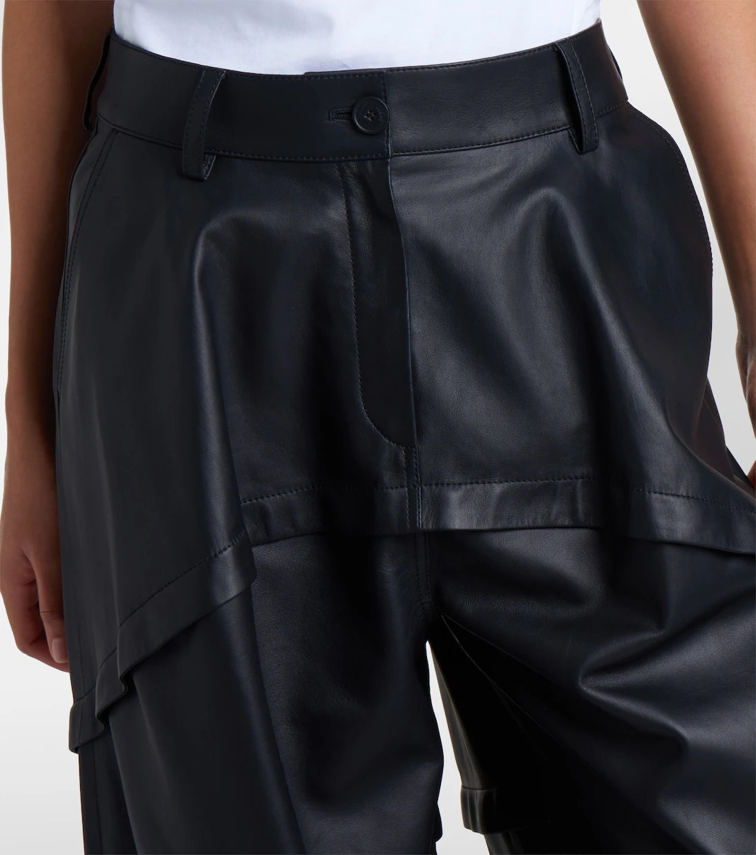 Loewe - Paneled leather wide-leg pants