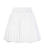 White Cotton-Linen Ruffle Mini Skirt
