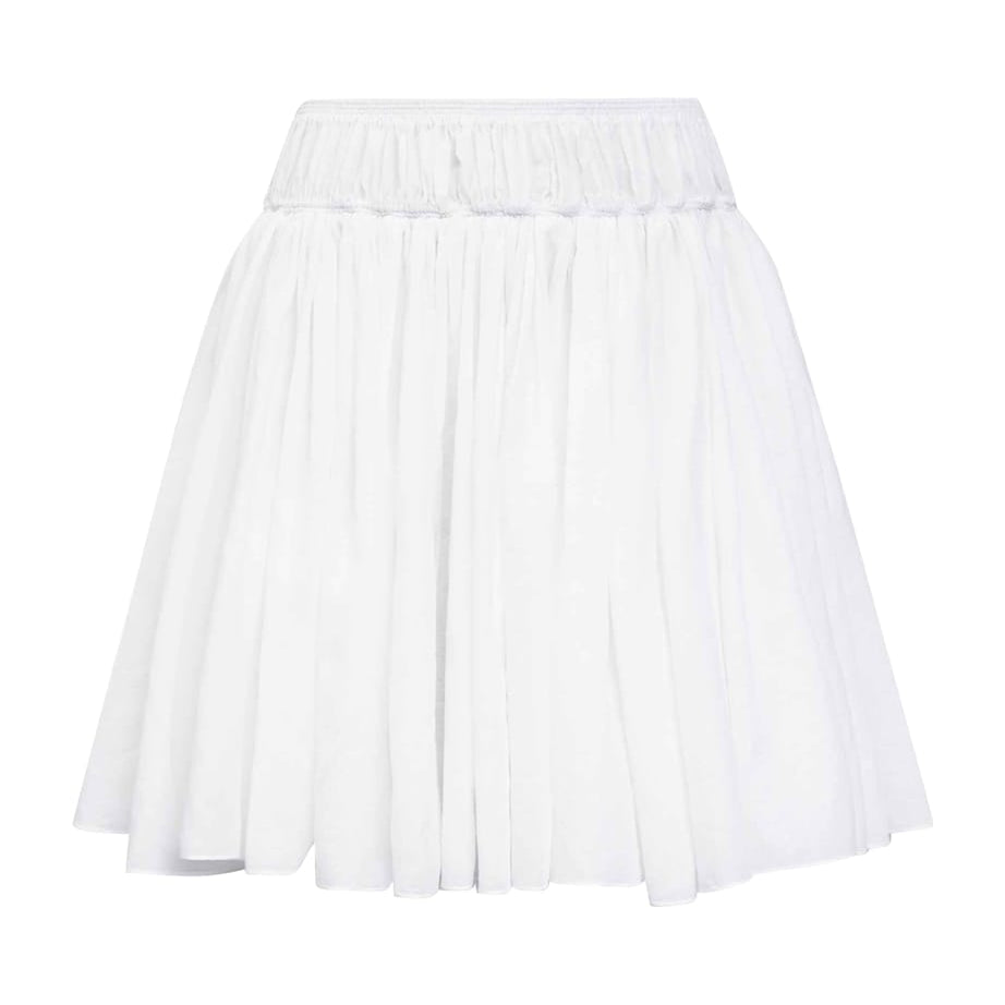 White Cotton-Linen Ruffle Mini Skirt