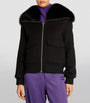Yves Salomon Black Fur-Collar Bomber Jacket