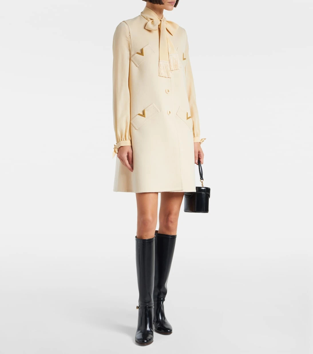 Valentino - VGold wool and cashmere minidress