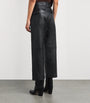 Black Lambskin Wide-Leg Trousers