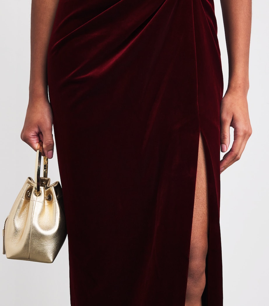 Self-Portrait Burgundy Velvet Strapless Maxi Dress