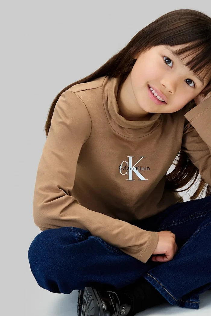 Pamuklu uzun kollu çocuk bluzu Calvin Klein Jeans
