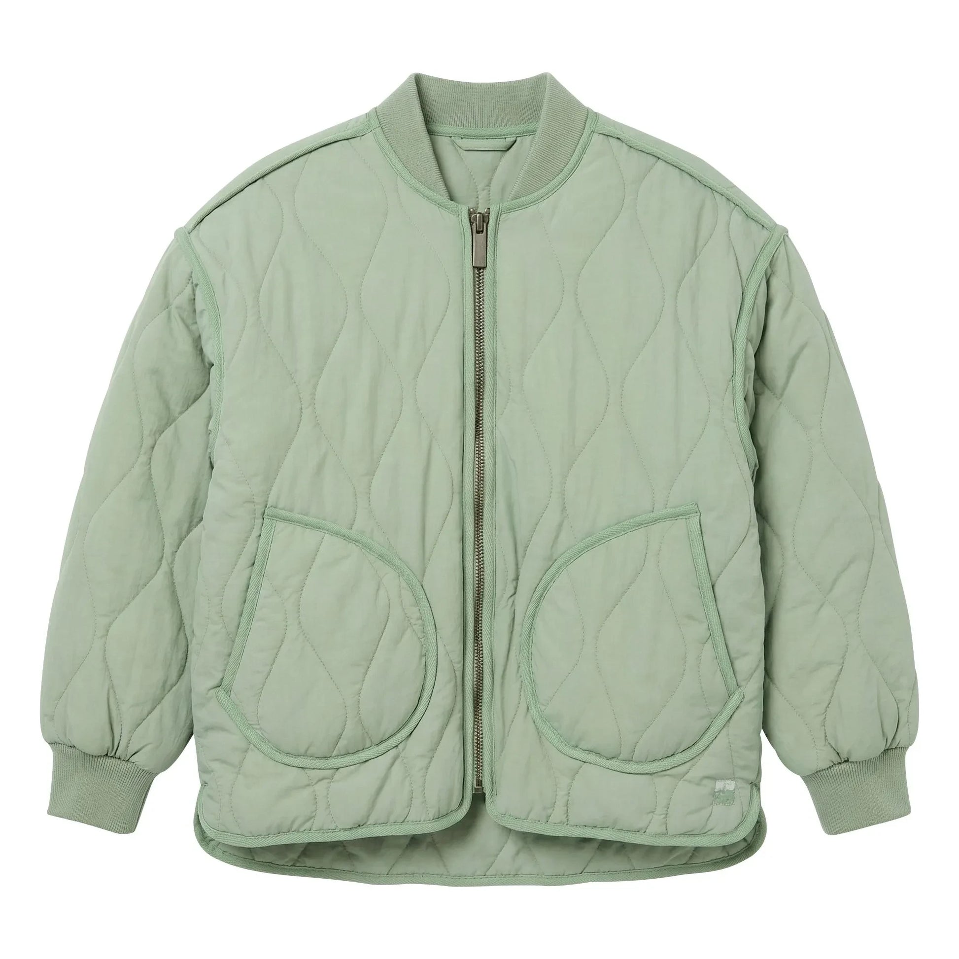 Hundred Pieces - Fuzzy Quilted Bomber | Sage