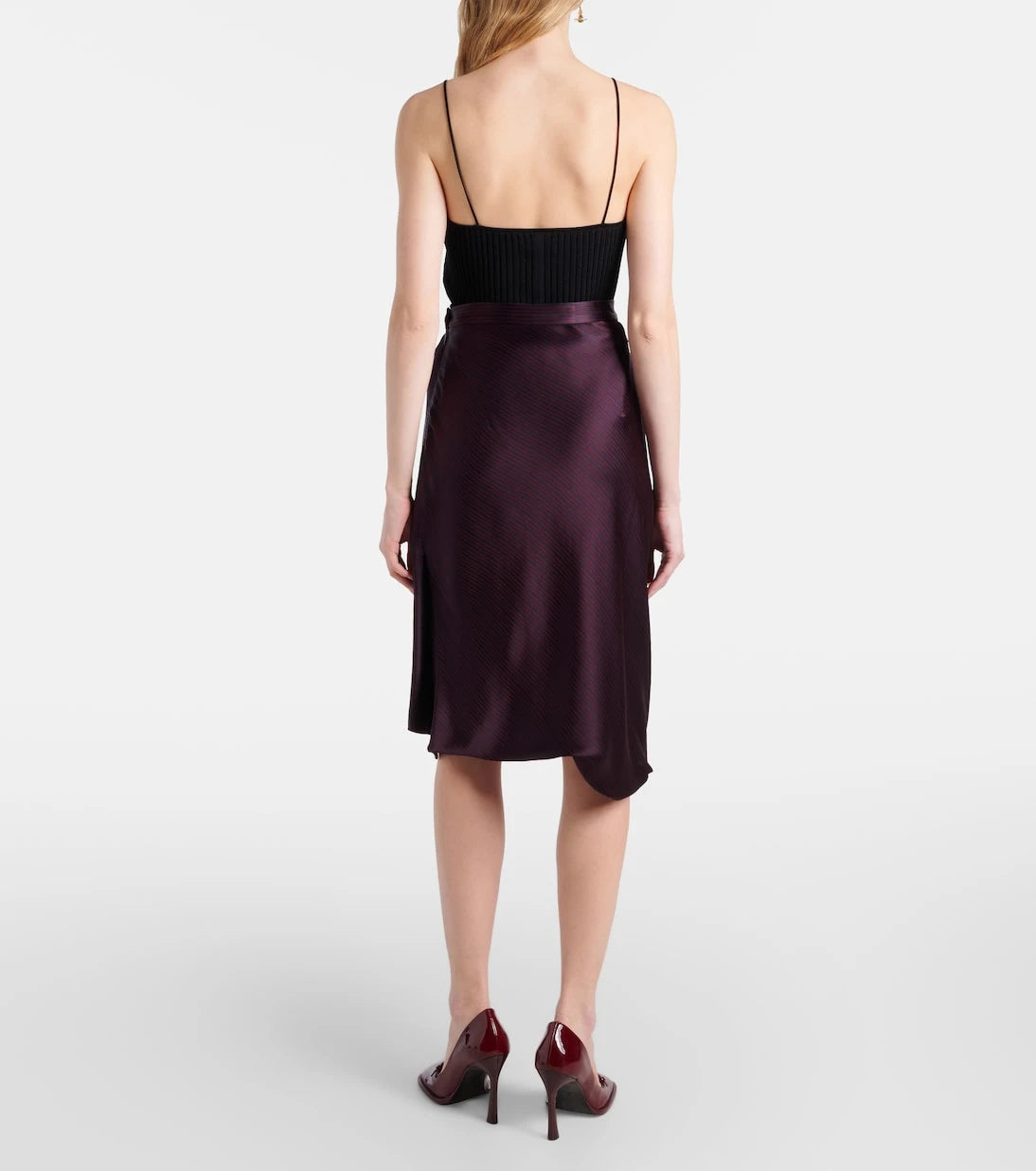 Vivienne Westwood - Drunken striped draped checked midi skirt