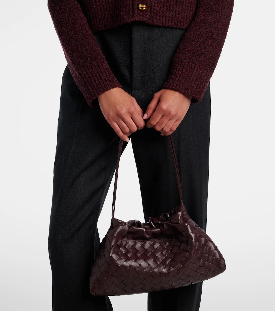 Bottega Veneta - Notte Intrecciato Small leather pouch