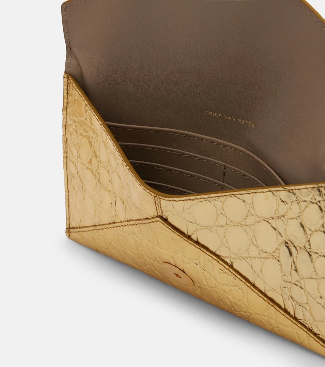 Dries Van Noten - Embossed metallic leather clutch
