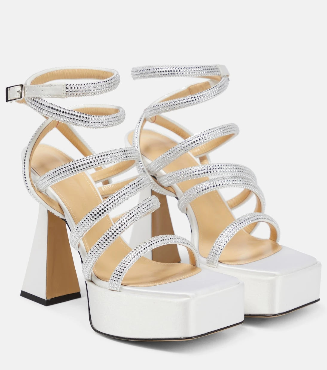 Mach & Mach - Sydney embellished satin platform sandals