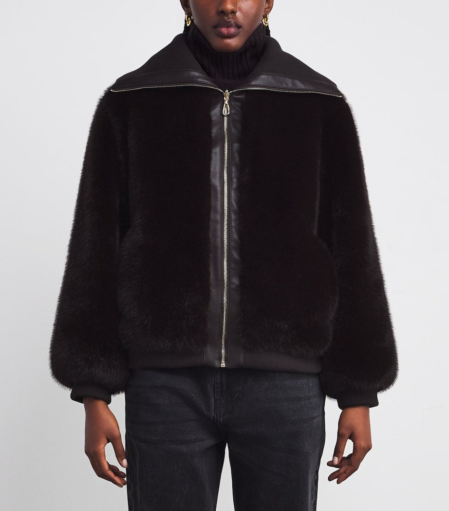 Brown Faux Fur Cropped Jacket