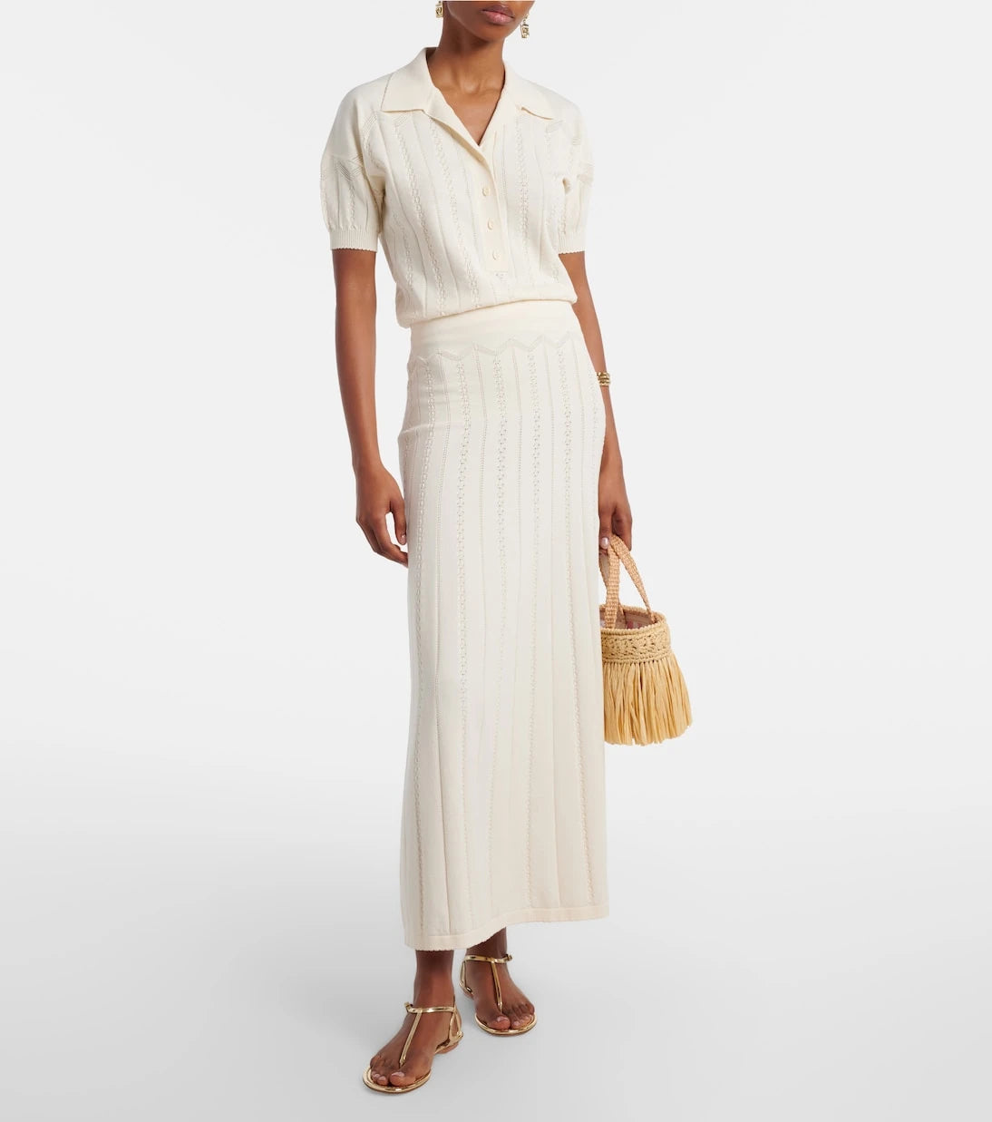Faithfull - Acme pointelle cotton-blend polo shirt