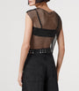 Mesh Embellished Calytrix Crop Top BLACK