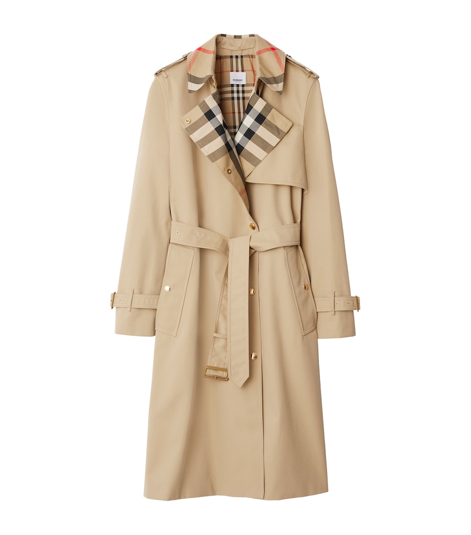 Burberry Yellow Cotton Check-Collar Trench Coat