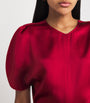 Victoria Beckham Red Gathered Waist Midi Dress
