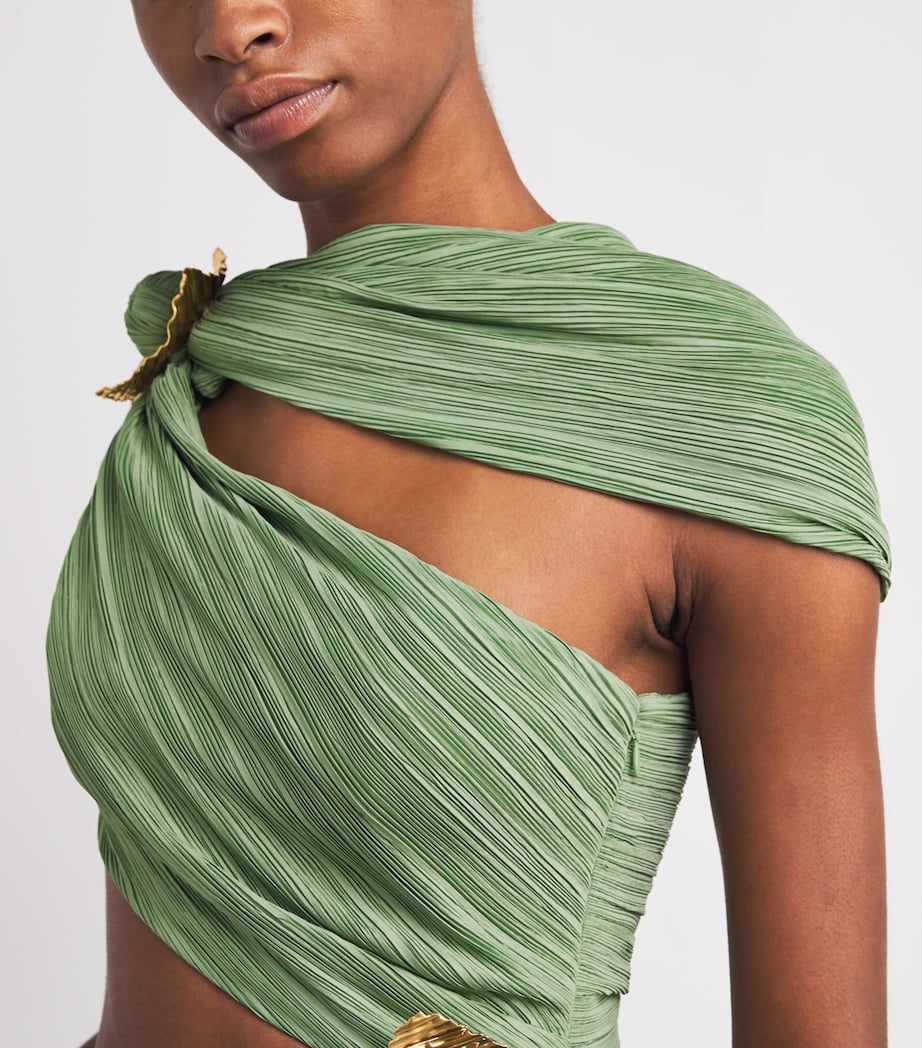 Cult Gaia Green One-Shoulder Loah Midi Dress