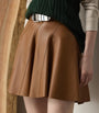 Ralph Lauren Collection Beige Leather Flared Skirt