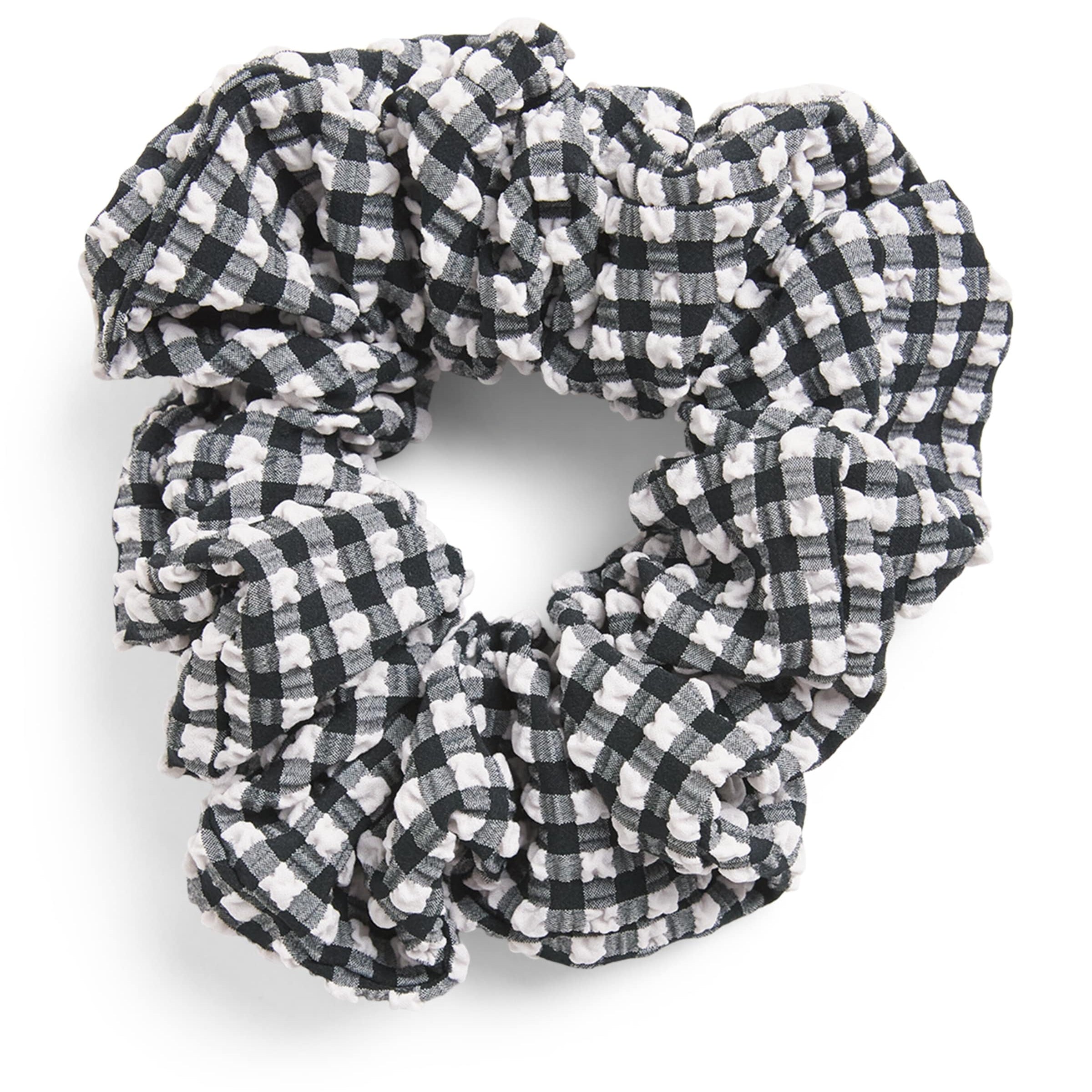 Hunza G Black Seersucker Gingham Scrunchie