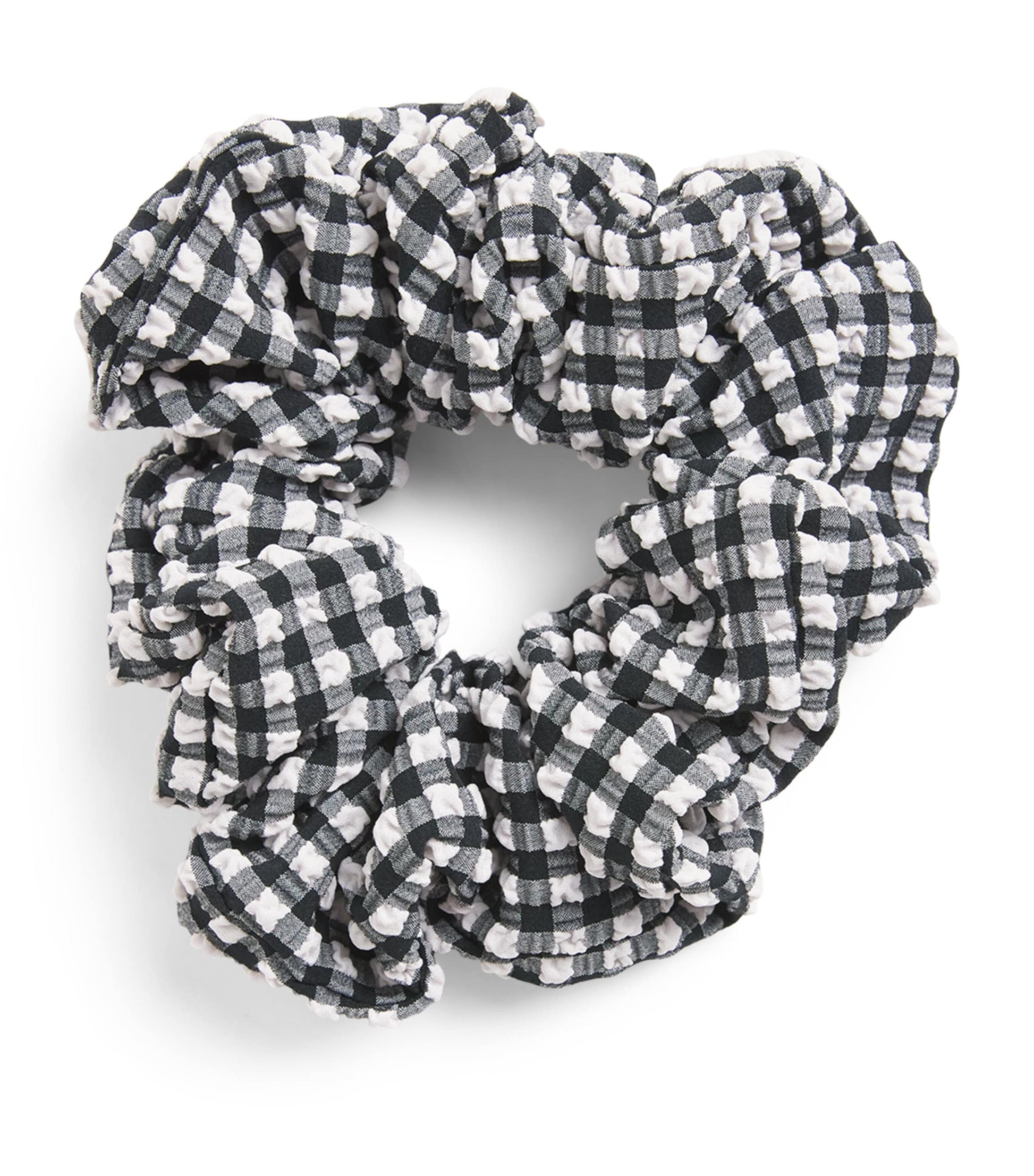 Hunza G Black Seersucker Gingham Scrunchie