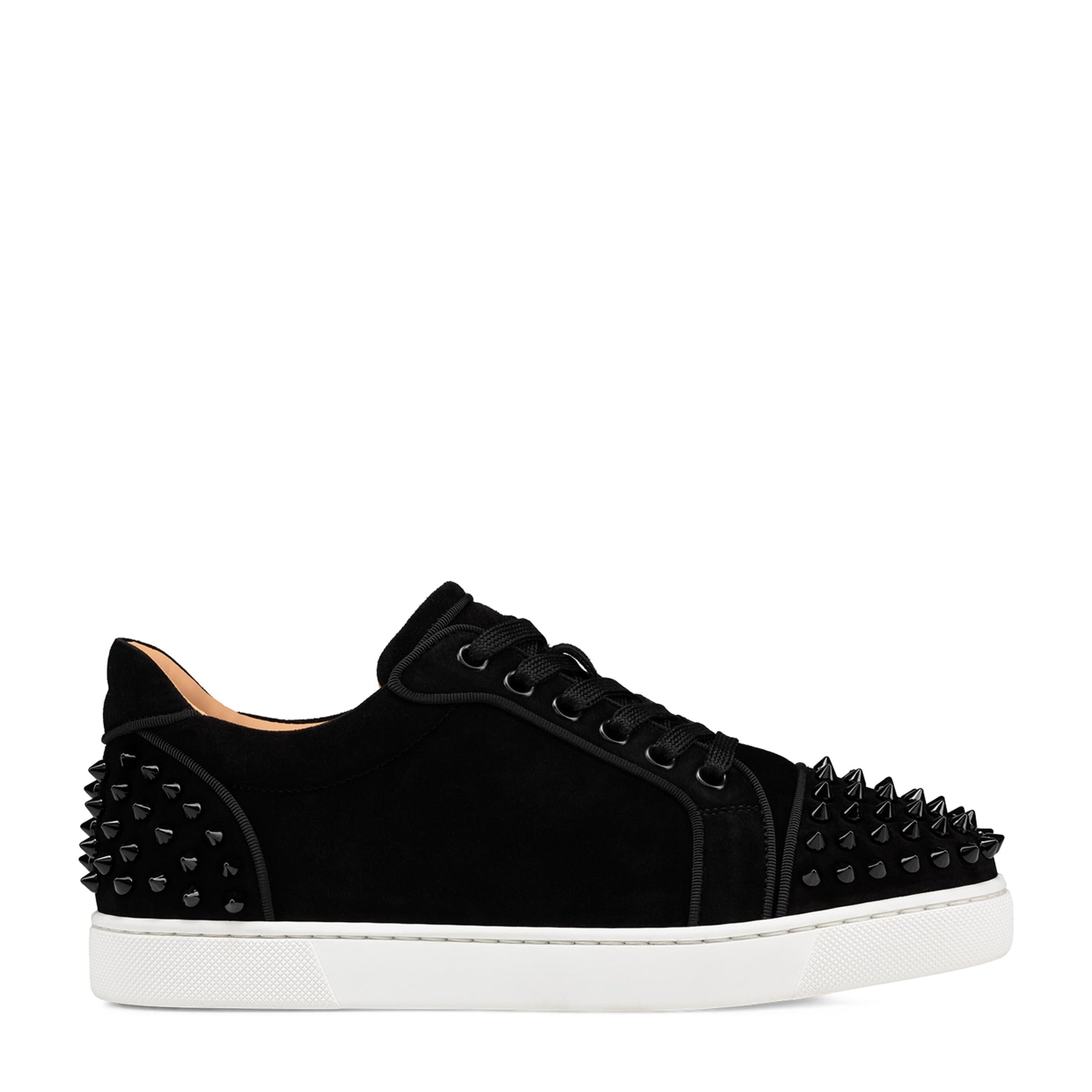 Christian Louboutin Black Vieira 2 Spikes Suede Low-Top Sneakers