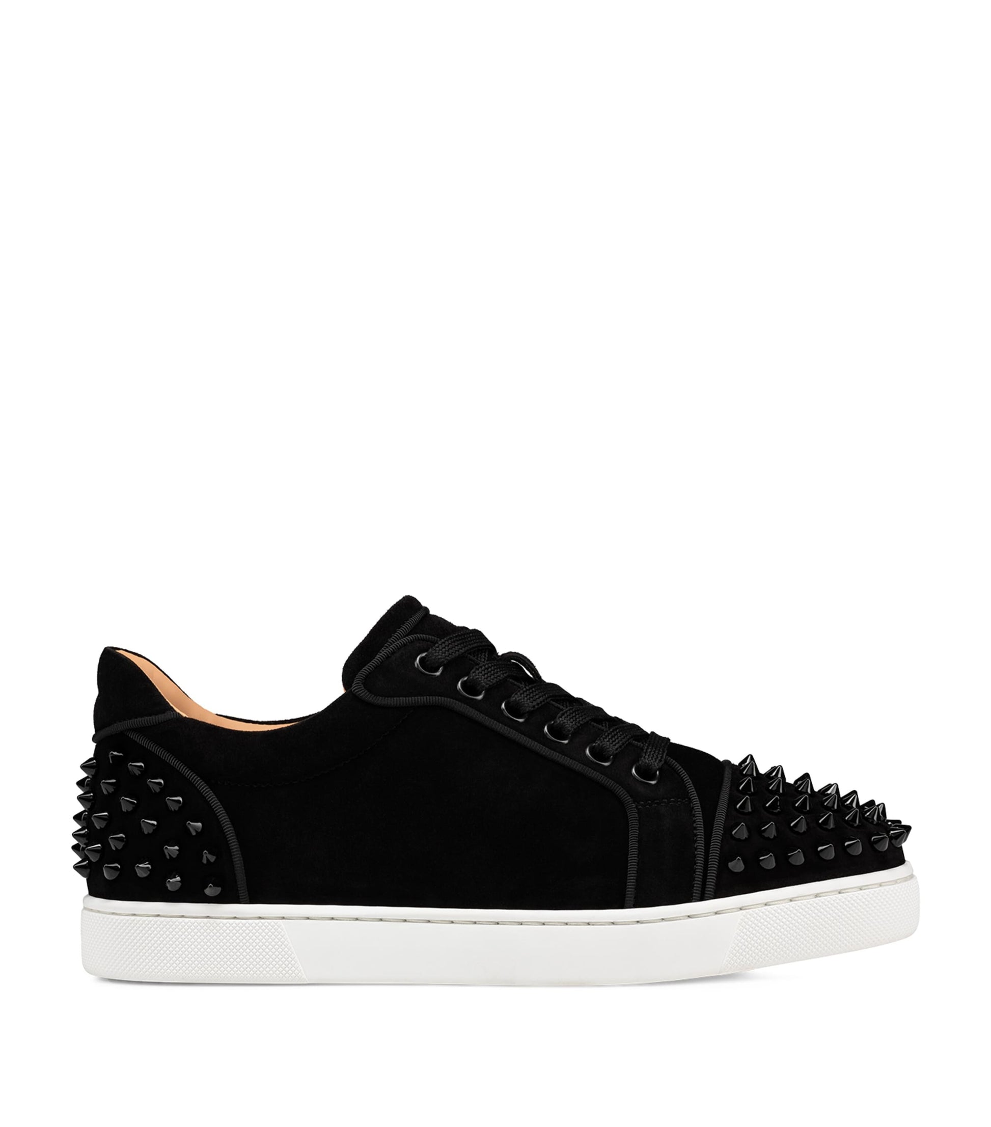 Christian Louboutin Black Vieira 2 Spikes Suede Low-Top Sneakers