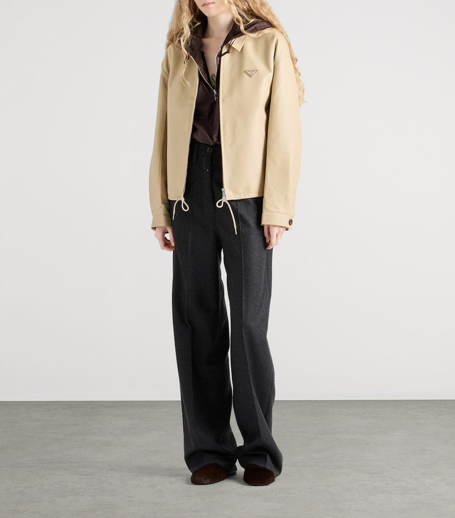 Prada Neutral Zipped Leather Jacket