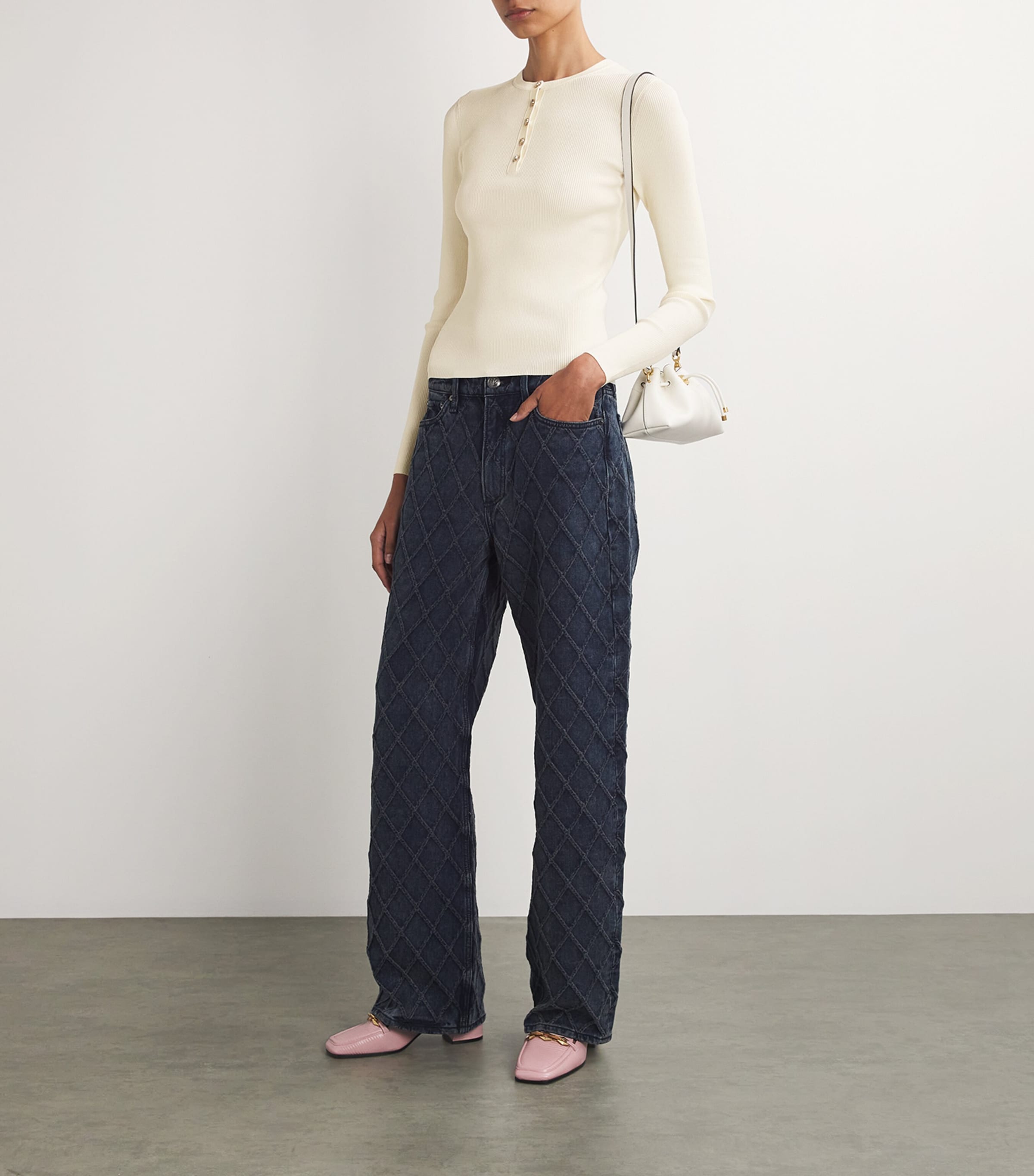 Ivory Long-Sleeve Henley T-Shirt