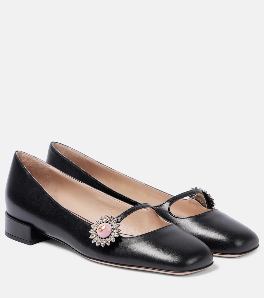Valentino Garavani - Embellished leather Mary Jane flats